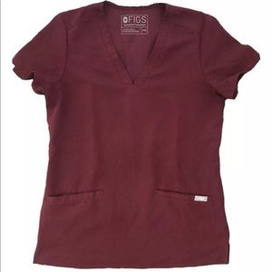 Figs Burgundy XXS Casma top